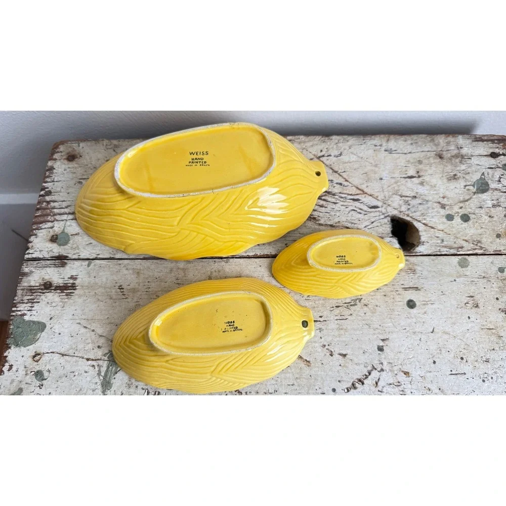 Vintage Weiss Hand Painted Corn Serving Bowls Set of 3 Brazil Yellow CSGC